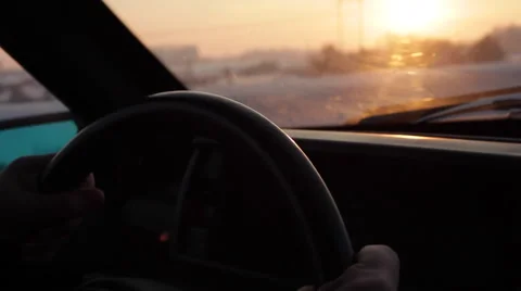Driving - Man's Hands Holding the Steering Wheel Stock Footage 65519342