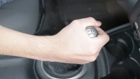 Driving manual car stick shift Stock Footage 129273702
