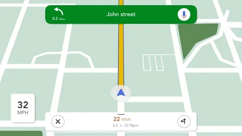 Driving Map Navigation Animation with Green Route and GPS Marker Stock Footage 336630674