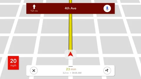Driving Map Navigation Animation with Red Route and Location Marker Stock Footage 336629453