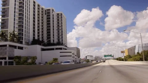 Driving on Miami Highway direction Downtown, Airport (POV) Stock Footage 103462242