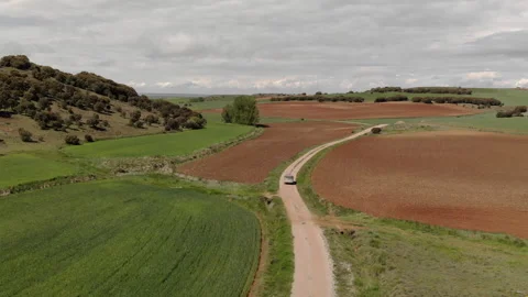 Driving in the middle of the fields Stock Footage 155005798
