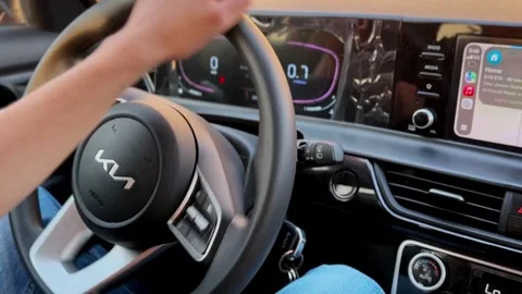 Driving Modern Car And Using Rear View Camera Stock Footage 344034009