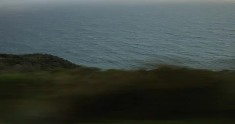 Driving Motion Blur by the Ocean Stock Footage 192386230
