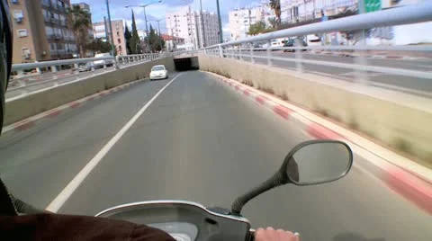 Driving on a Motorcycle - Driver Sight 1 Stock Footage 10911517