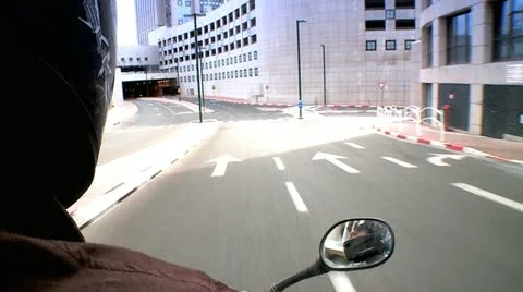 Driving on a Motorcycle - Driver Sight 3 Stock Footage 10900383