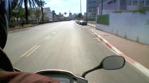 Driving on a Motorcycle - Driver Sight 4 Stock Footage 10900466