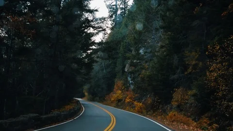 Driving to Mount Rainier in the rain Stock Footage 102414586