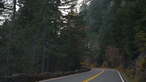 Driving to Mount Rainier in the rain Uncolored Stock Footage 102414545