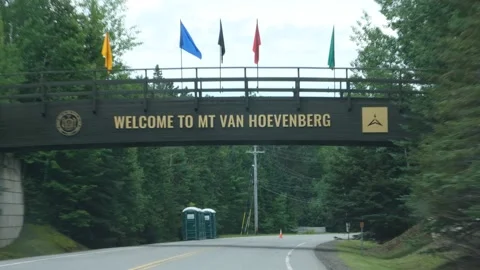 Driving into Mount Van Hoevenberg Stock Footage 158061047