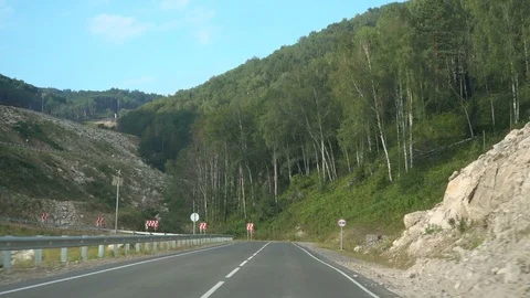 Driving on mountain road, car point of view Stock Footage 80016882