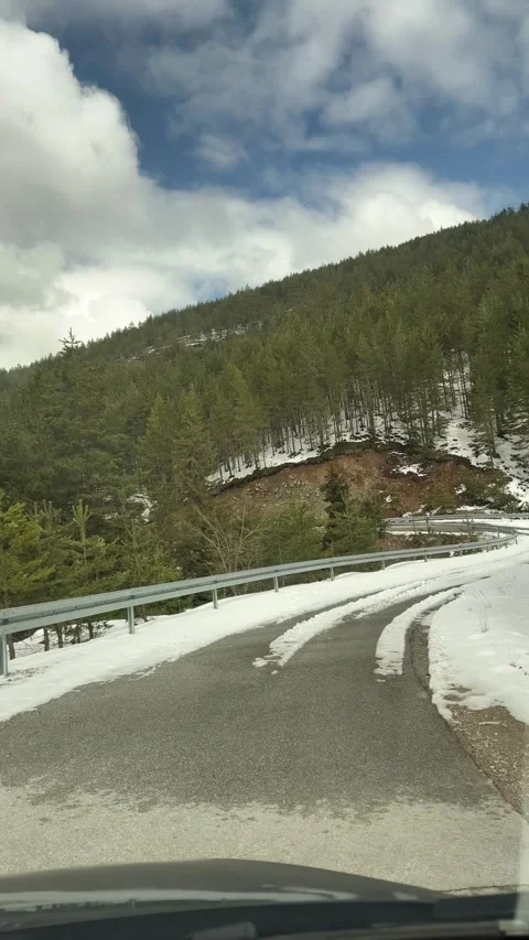 Driving on mountain road with rocky cliffs in Serbia scenic travel route POV Stock Footage 332230741