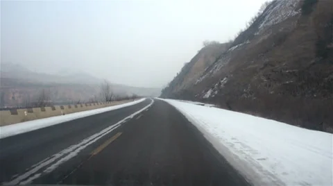 Driving on the mountain road of Yu county in Hebei Province, China 스톡 동영상 35855636
