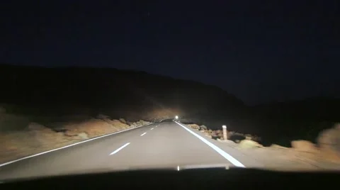 Driving in the mountains at night Stock Footage 57640107