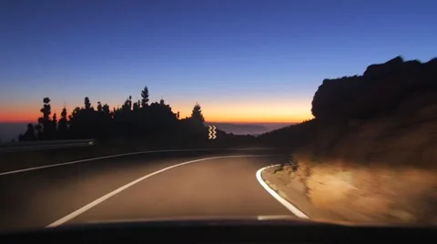 Driving in the mountains at night Stock Footage 57640146