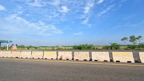 Driving on multiple lane highway and other side seen through a car window. Stock Footage 340533196