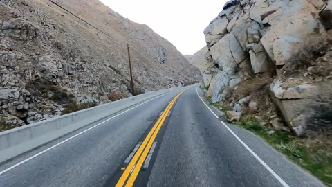 Driving up the Narrow Kern River Gorge, Route 178 in Califonia Stock Footage 261038401