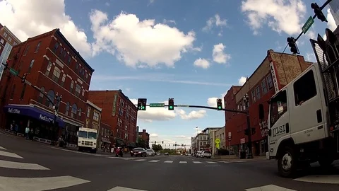 Driving - Nashville Broadway from 3rd Ave. to Riverfront circular turnaround. Stock Footage 99377971