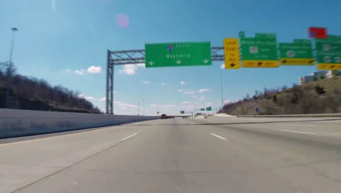 Driving Into Nashville Tennessee Interstate Highway Sign 2.7K Stock Footage