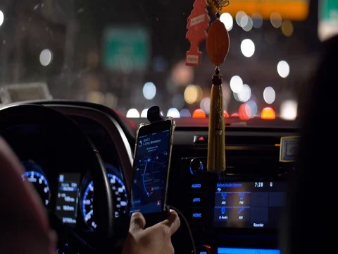 Driving in New York City using GPS Stock Footage 80493745