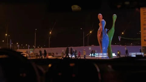 Driving at night with camera in car Stock Footage 72707916