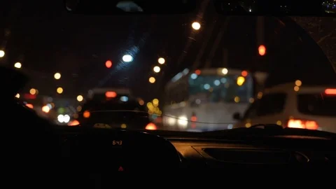 Driving at night with camera in car Stock Footage 72707986
