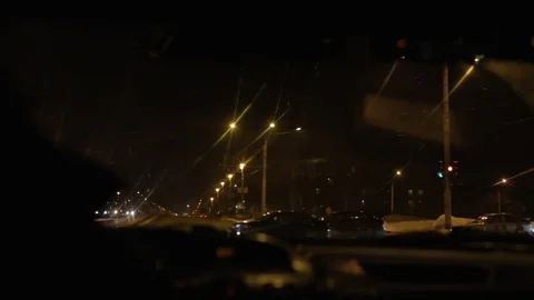 Driving at night with camera in car Stock Footage 72708065