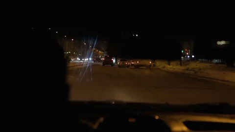 Driving at night with camera in car Stock Footage 72708124