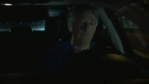 Driving night city. Driver talking to someone. 스톡 동영상 144067164