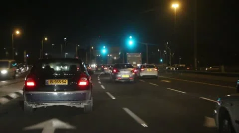 Driving at night Stock Footage 12561131