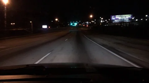 Driving at night on highway Stock Footage 74504402