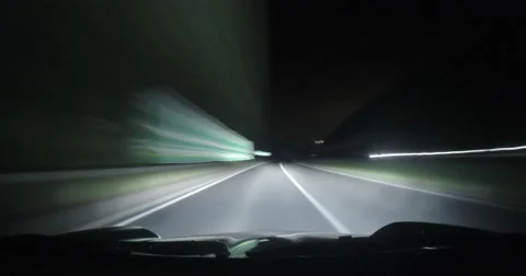 Driving at night, point of view, timelapse, England, UK (pt.2) Stock Footage 68433508
