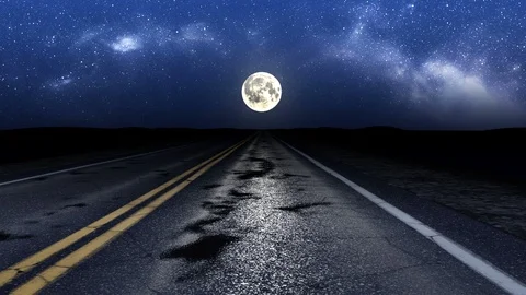 Driving night road loop Stock Footage 93984014