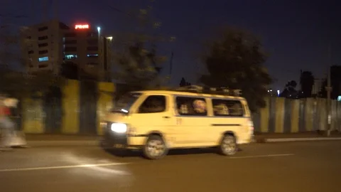 Driving at night though Addis Ababa, Ethiopia Video stock 87225366