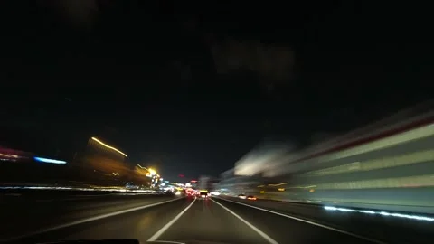 Driving at night time lapse video. Stock Footage 236577196