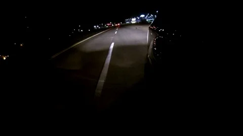 Driving at Night - Van - Stop Light Stock Footage 86585668