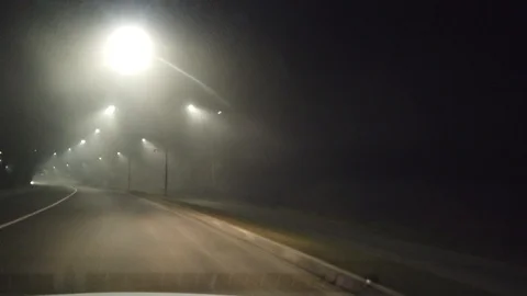 Driving in the night in winter time Vídeo Stock 124410994