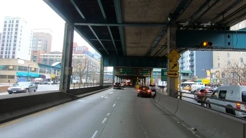 Driving in NYC exiting Ed Koch 59th Street Bridge Video stock 106403450