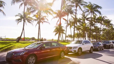 Driving Ocean Drive street, Miami, Florida Stock Footage