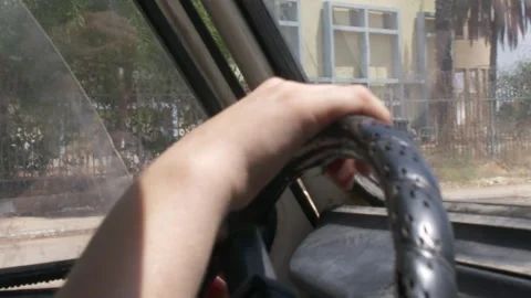 Driving an old car Video stock 228805178