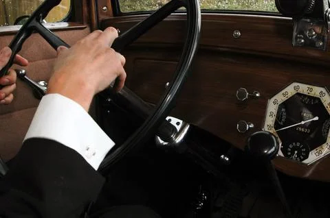 Driving an old car Stock Photos