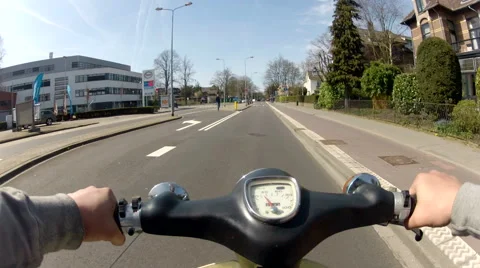 Driving oldtimer moped on sunny day Video stock 49087043
