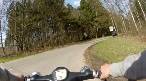 Driving oldtimer moped on sunny day Video stock 49087529