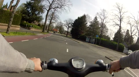 Driving oldtimer moped on sunny day Video stock 49256233