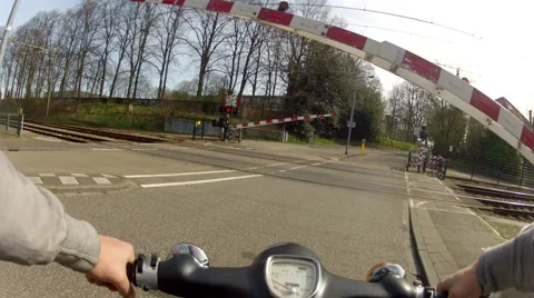 Driving oldtimer moped on sunny day Video stock 49263012