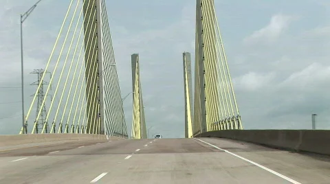 Driving over bridge 2 Stock Footage