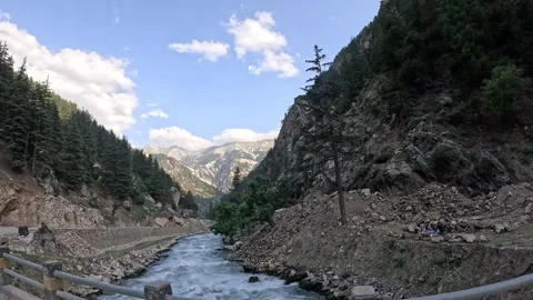 Driving Over Bridge, River View, Nuristan Province, Afghanistan Stock Footage 339303215