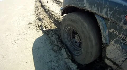Driving over cracked soil Video stock 14808261
