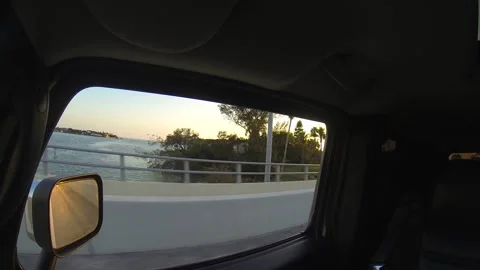 Driving Over FL Bridge Sunset Through Car Window 스톡 동영상 211406724