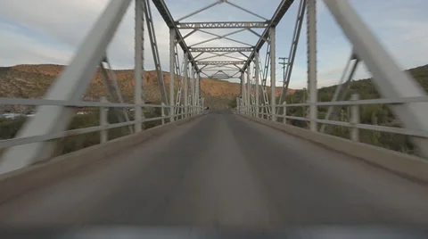 Driving Over A Single Lane Bridge Arizona Stock Footage 35333700